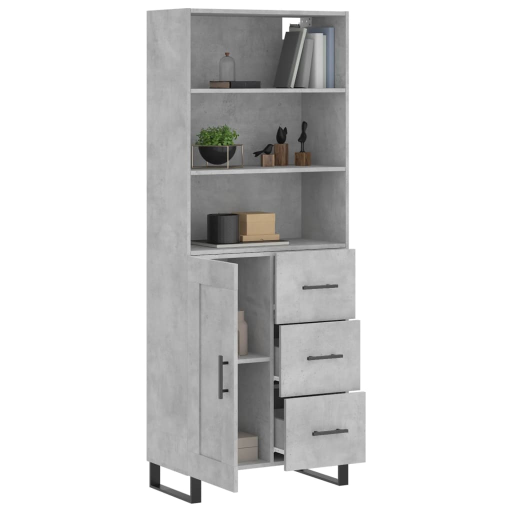 Credenza Grigio Cemento 69,5x34x180 cm in Legno Multistrato - homemem39