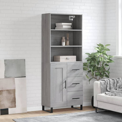 Credenza Grigio Sonoma 69,5x34x180 cm in Legno Multistrato - homemem39