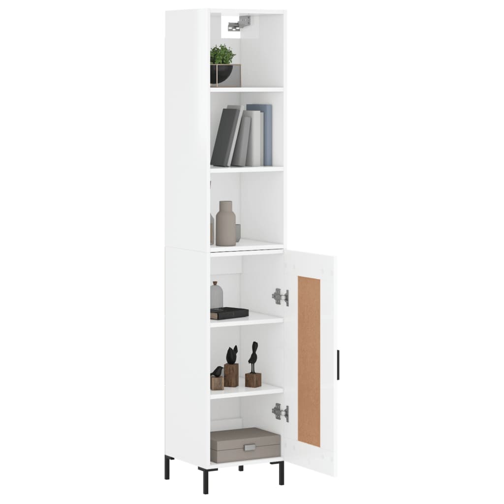 Credenza 34,5x34x180 cm in Legno Multistrato Bianco Lucido - homemem39