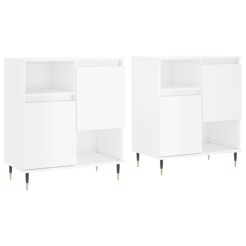 Credenze 2 pz Bianco Lucido in Legno Multistrato - homemem39