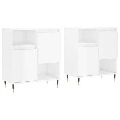 Credenze 2 pz Bianco Lucido in Legno Multistrato - homemem39