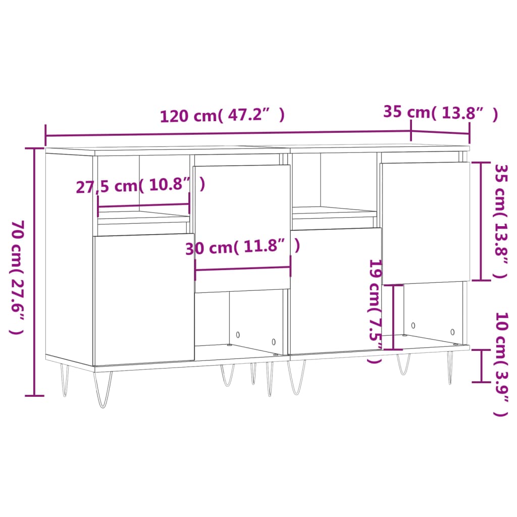 Credenze 2 pz Bianche in Legno Multistrato - homemem39