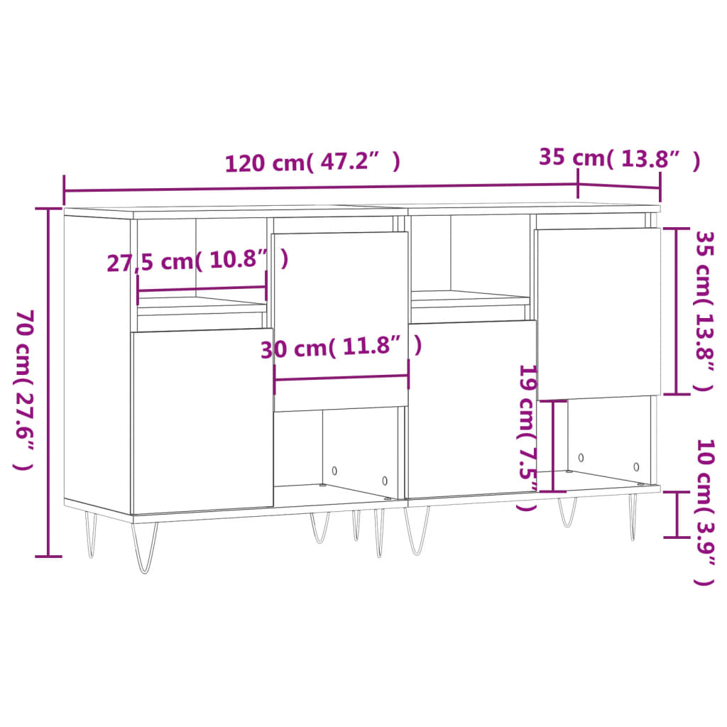 Credenze 2 pz Rovere Marrone in Legno Multistrato - homemem39