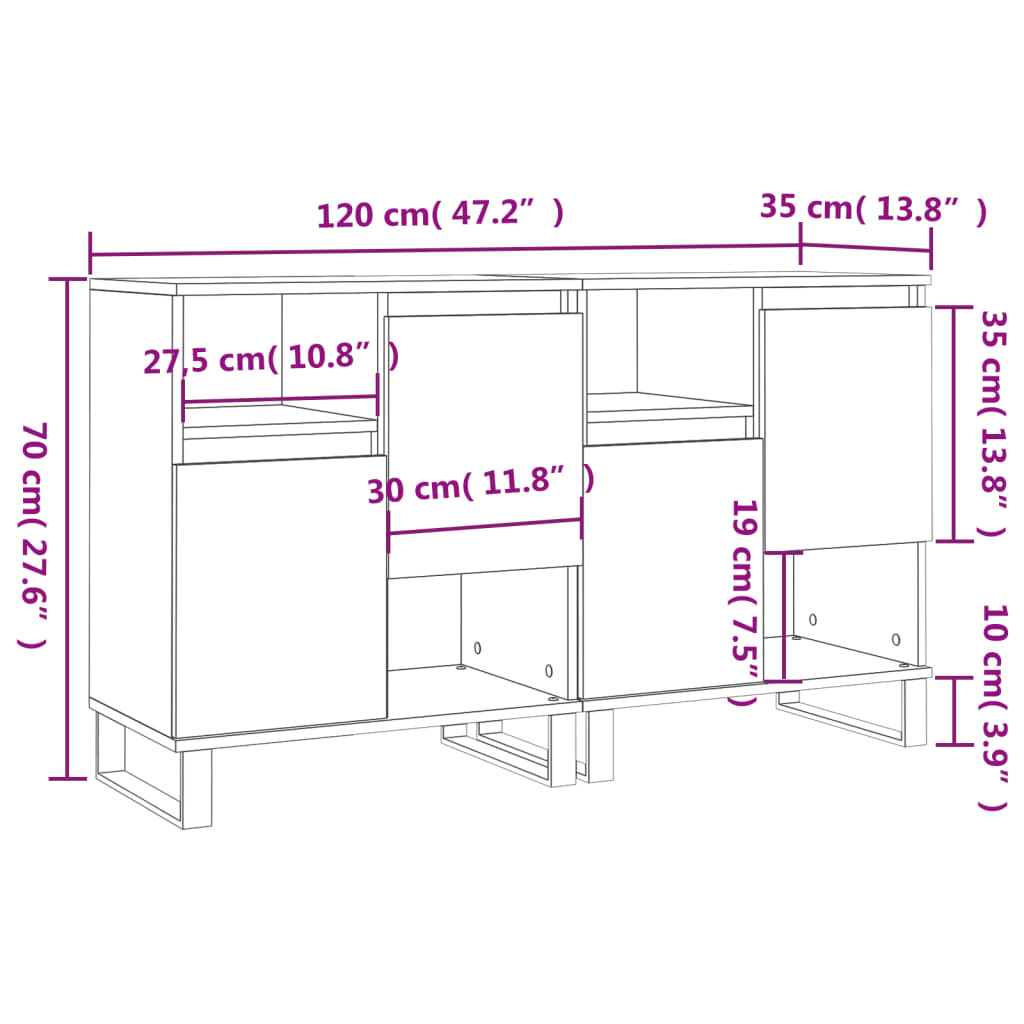 Credenze 2 pz Bianche in Legno Multistrato - homemem39