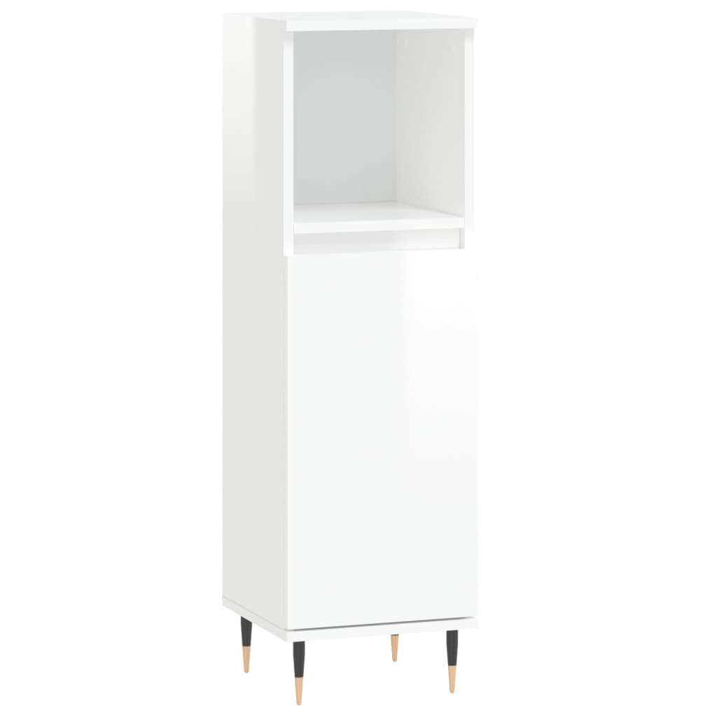 Set Mobili da Bagno 3 pz Bianco Lucido in Legno Multistrato - homemem39