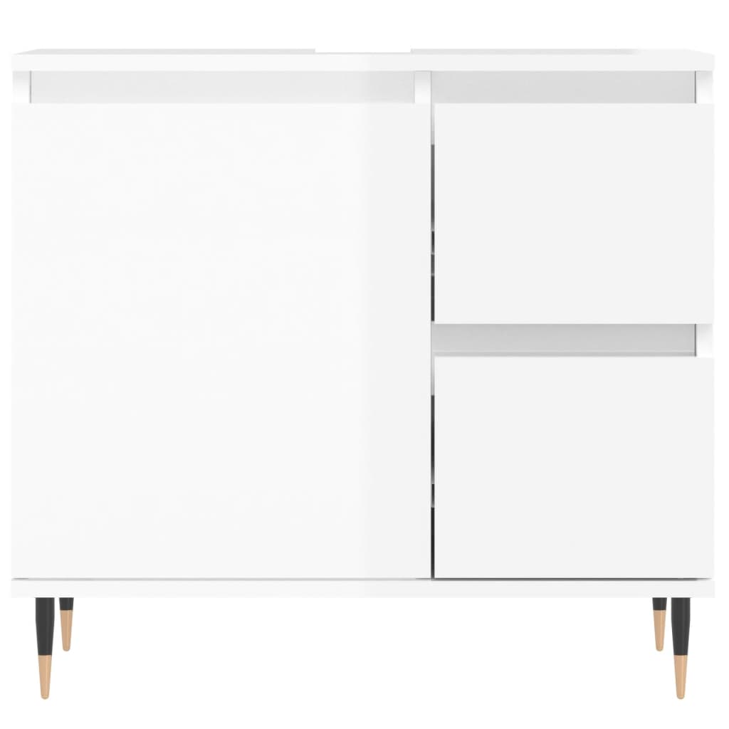 Set Mobili da Bagno 3 pz Bianco Lucido in Legno Multistrato - homemem39