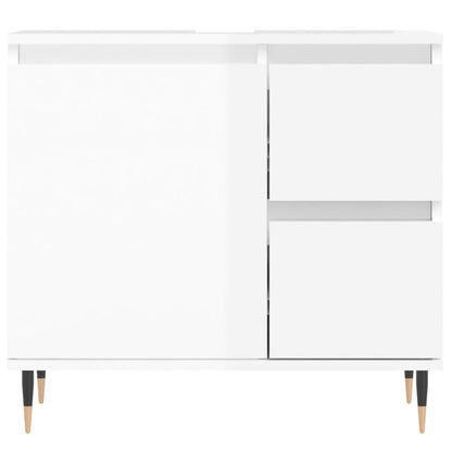 Set Mobili da Bagno 3 pz Bianco Lucido in Legno Multistrato - homemem39