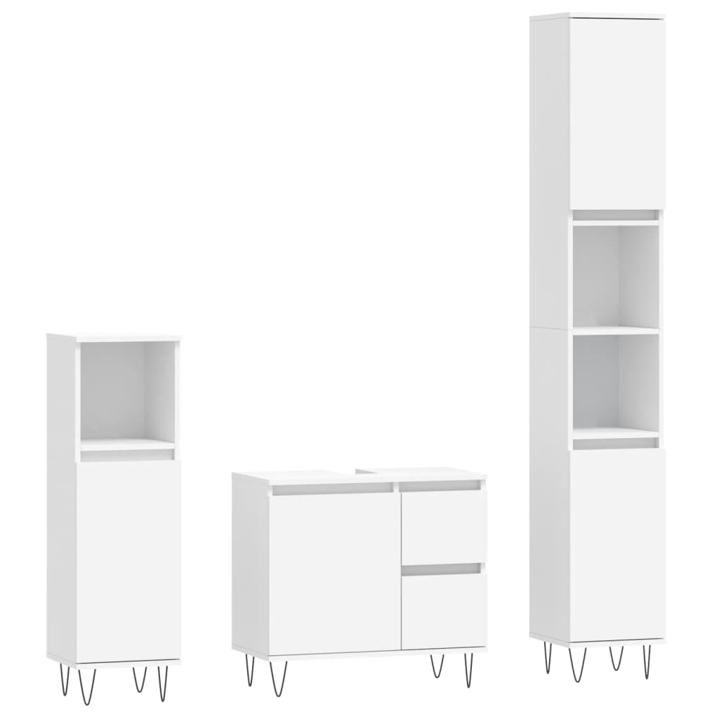 Set Mobili da Bagno 3 pz Bianco in Legno Multistrato - homemem39