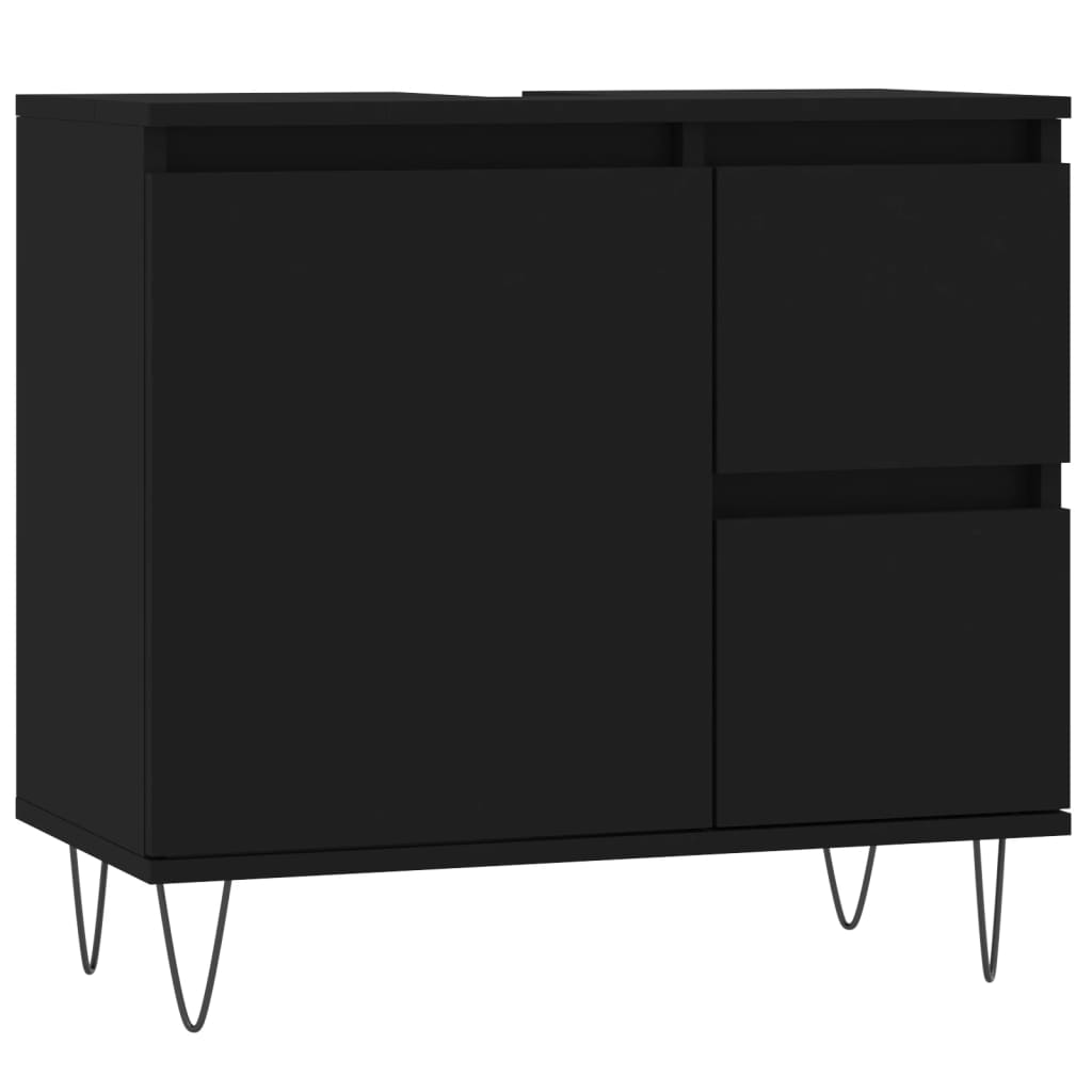 Set Mobili da Bagno 3 pz Nero in Legno Multistrato - homemem39