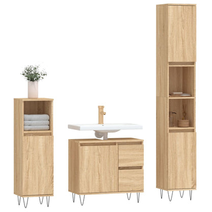 Set Mobili da Bagno 3 pz Rovere Sonoma in Legno Multistrato - homemem39