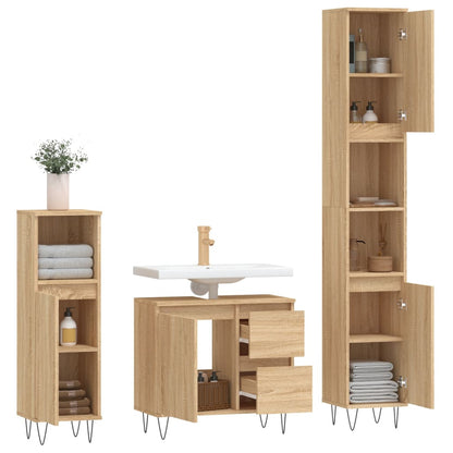 Set Mobili da Bagno 3 pz Rovere Sonoma in Legno Multistrato - homemem39