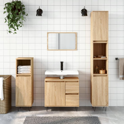 Set Mobili da Bagno 3 pz Rovere Sonoma in Legno Multistrato - homemem39