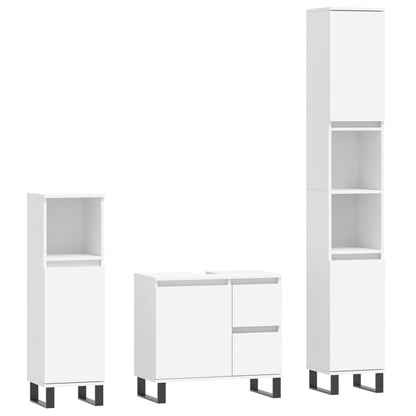 Set Mobili da Bagno 3 pz Bianco in Legno Multistrato - homemem39