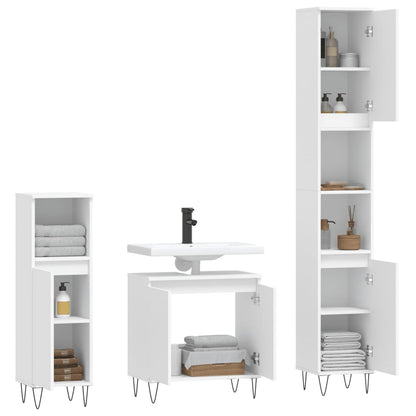 Set Mobili da Bagno 3 pz Bianco in Legno Multistrato - homemem39