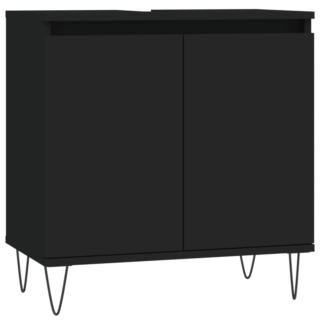 Set Mobili da Bagno 3 pz Nero in Legno Multistrato - homemem39