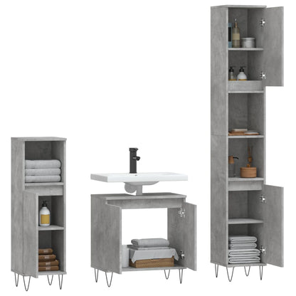 Set Mobili da Bagno 3 pz Grigio Cemento in Legno Multistrato - homemem39