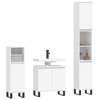 Set Mobili da Bagno 3 pz Bianco in Legno Multistrato - homemem39