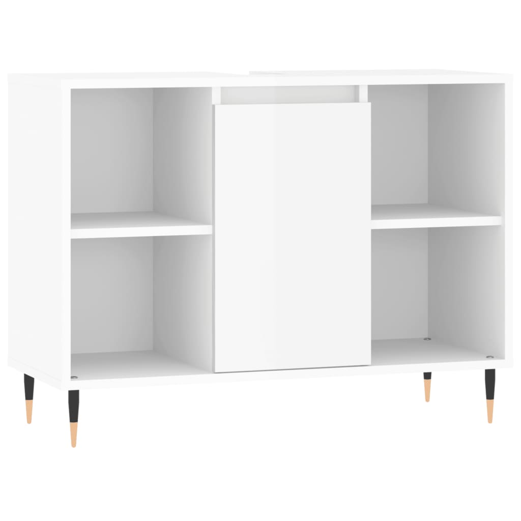 Set Mobili da Bagno 3 pz Bianco Lucido in Legno Multistrato - homemem39