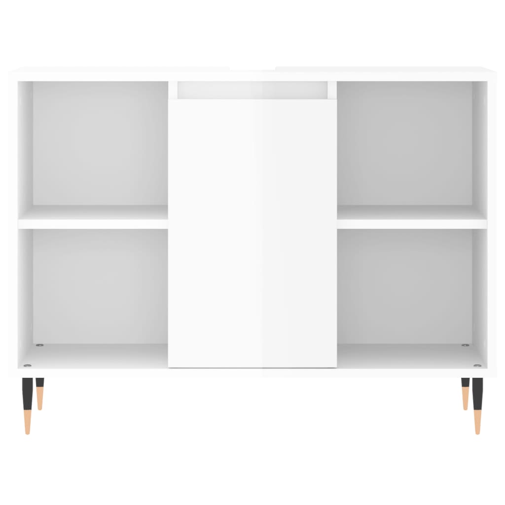 Set Mobili da Bagno 3 pz Bianco Lucido in Legno Multistrato - homemem39