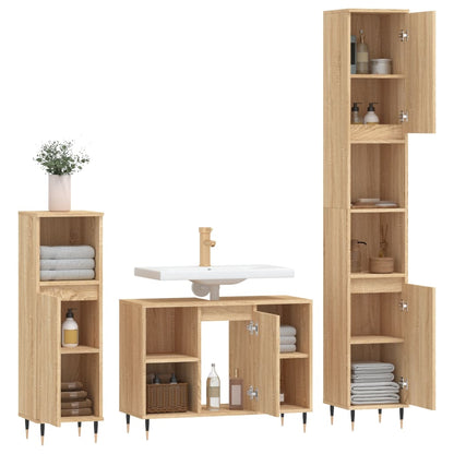 Set Mobili da Bagno 3 pz Rovere Sonoma in Legno Multistrato - homemem39