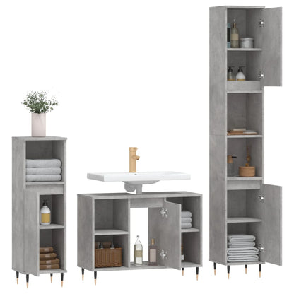 Set Mobili da Bagno 3 pz Grigio Cemento in Legno Multistrato - homemem39