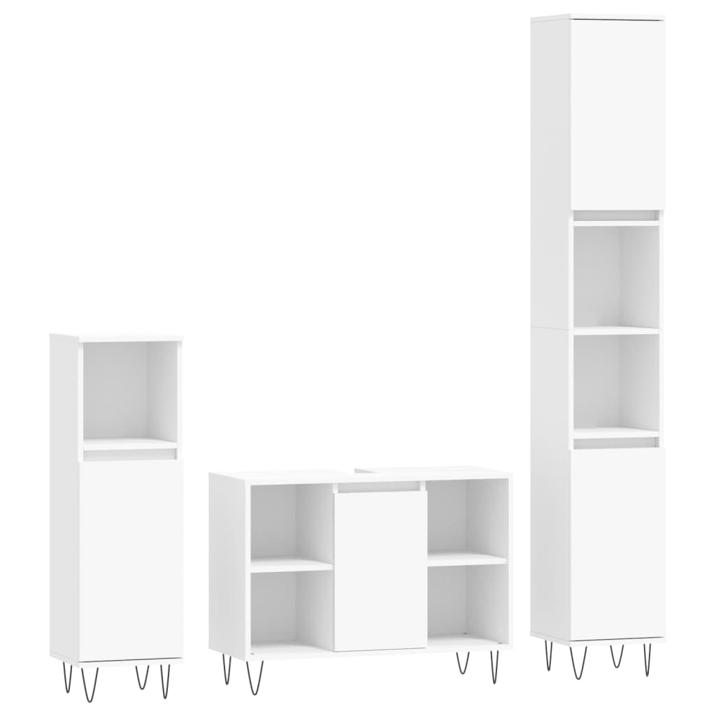 Set Mobili da Bagno 3 pz Bianco in Legno Multistrato - homemem39