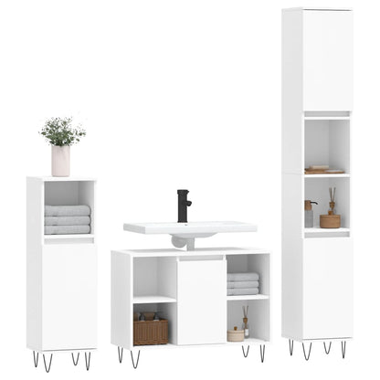 Set Mobili da Bagno 3 pz Bianco in Legno Multistrato - homemem39