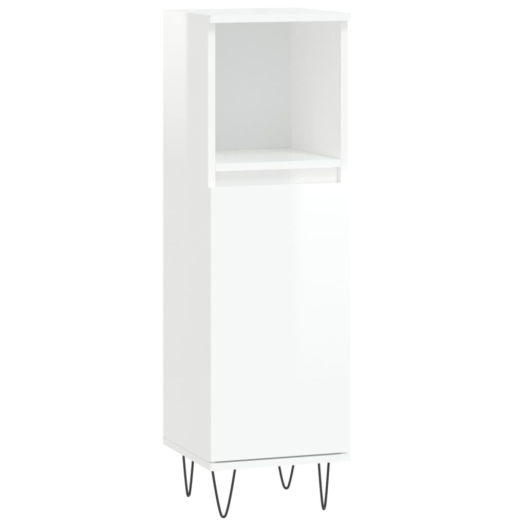 Set Mobili da Bagno 3 pz Bianco Lucido in Legno Multistrato - homemem39