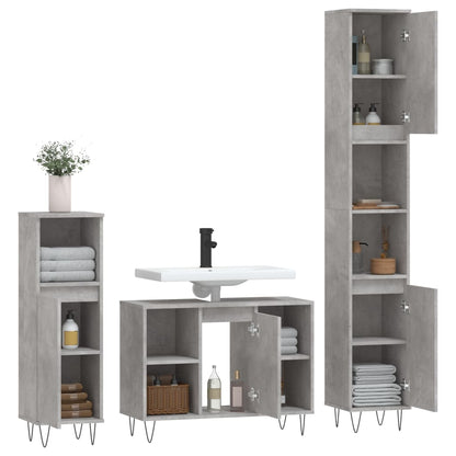 Set Mobili da Bagno 3 pz Grigio Cemento in Legno Multistrato - homemem39