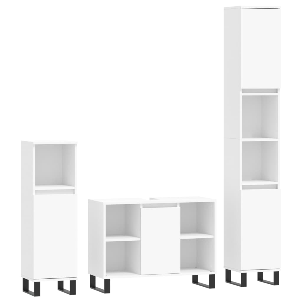 Set Mobili da Bagno 3 pz Bianco in Legno Multistrato - homemem39