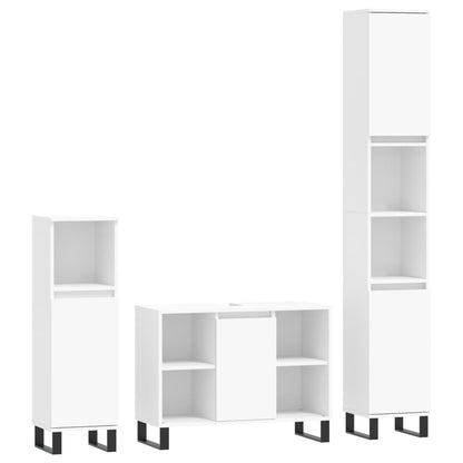 Set Mobili da Bagno 3 pz Bianco in Legno Multistrato - homemem39