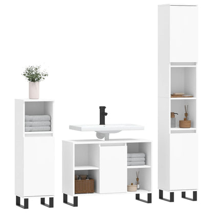 Set Mobili da Bagno 3 pz Bianco in Legno Multistrato - homemem39