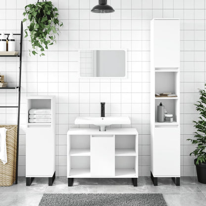 Set Mobili da Bagno 3 pz Bianco in Legno Multistrato - homemem39