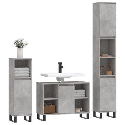 Set Mobili da Bagno 3 pz Grigio Cemento in Legno Multistrato - homemem39