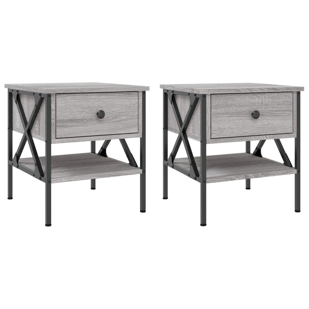 Comodini 2 pz Grigio Sonoma 40x42x45 cm in Legno Multistrato - homemem39