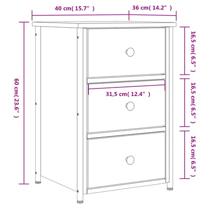 Comodino Rovere Marrone 40x36x60 cm in Legno Multistrato - homemem39