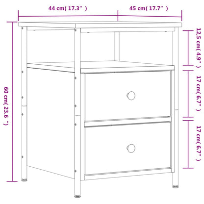 Comodino Rovere Fumo 44x45x60 cm in Legno Multistrato - homemem39