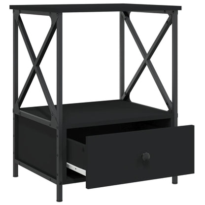 Comodino Nero 50x41x65 cm in Legno Multistrato - homemem39