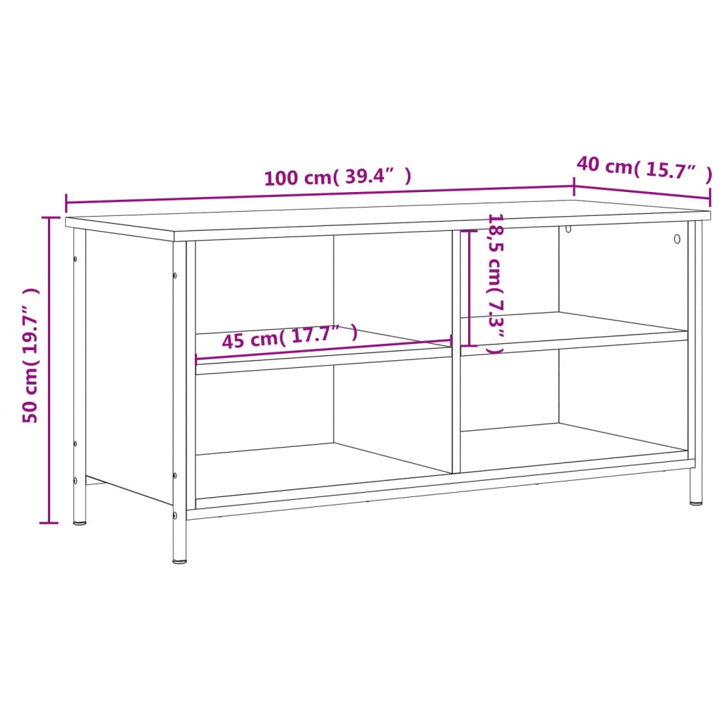 Mobile Porta TV Nero 100x40x50 cm in Legno Multistrato - homemem39