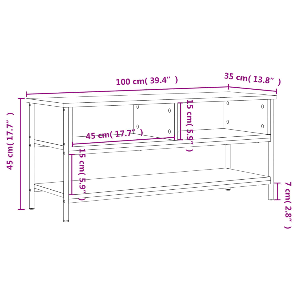 Mobile Porta TV Nero 100x35x45 cm in Legno Multistrato - homemem39