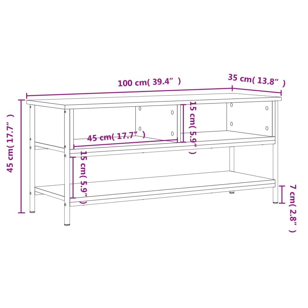 Mobile Porta TV Rovere Fumo 100x35x45 cm in Legno Multistrato - homemem39