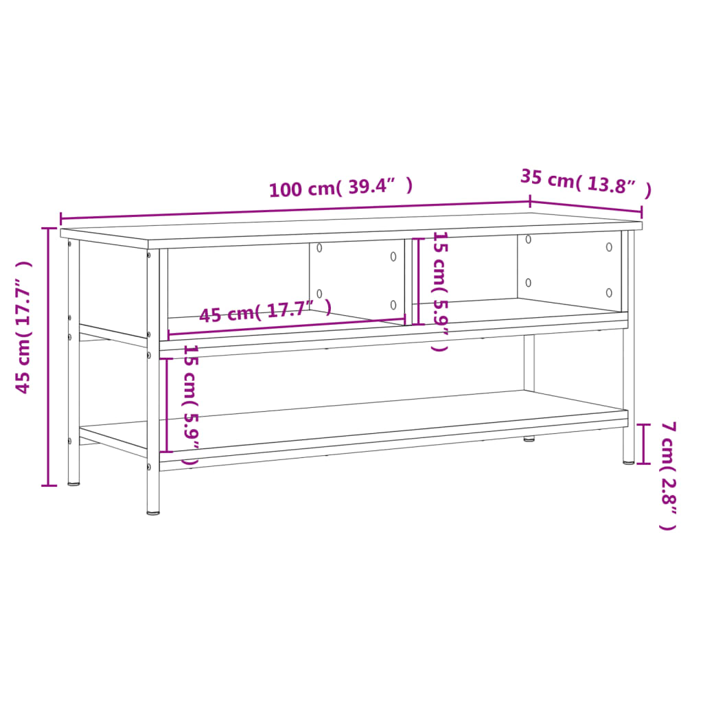 Mobile Porta TV Rovere Marrone 100x35x45cm in Legno Multistrato - homemem39