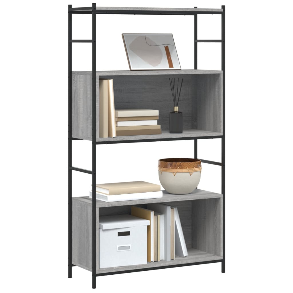 Libreria Grigio Sonoma 80x30x145,5 cm Legno Multistrato e Ferro - homemem39