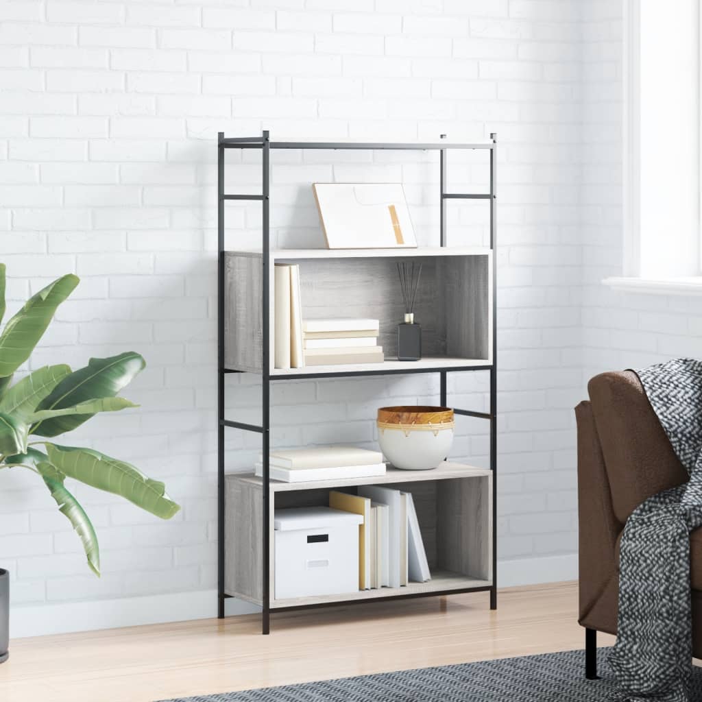 Libreria Grigio Sonoma 80x30x145,5 cm Legno Multistrato e Ferro - homemem39