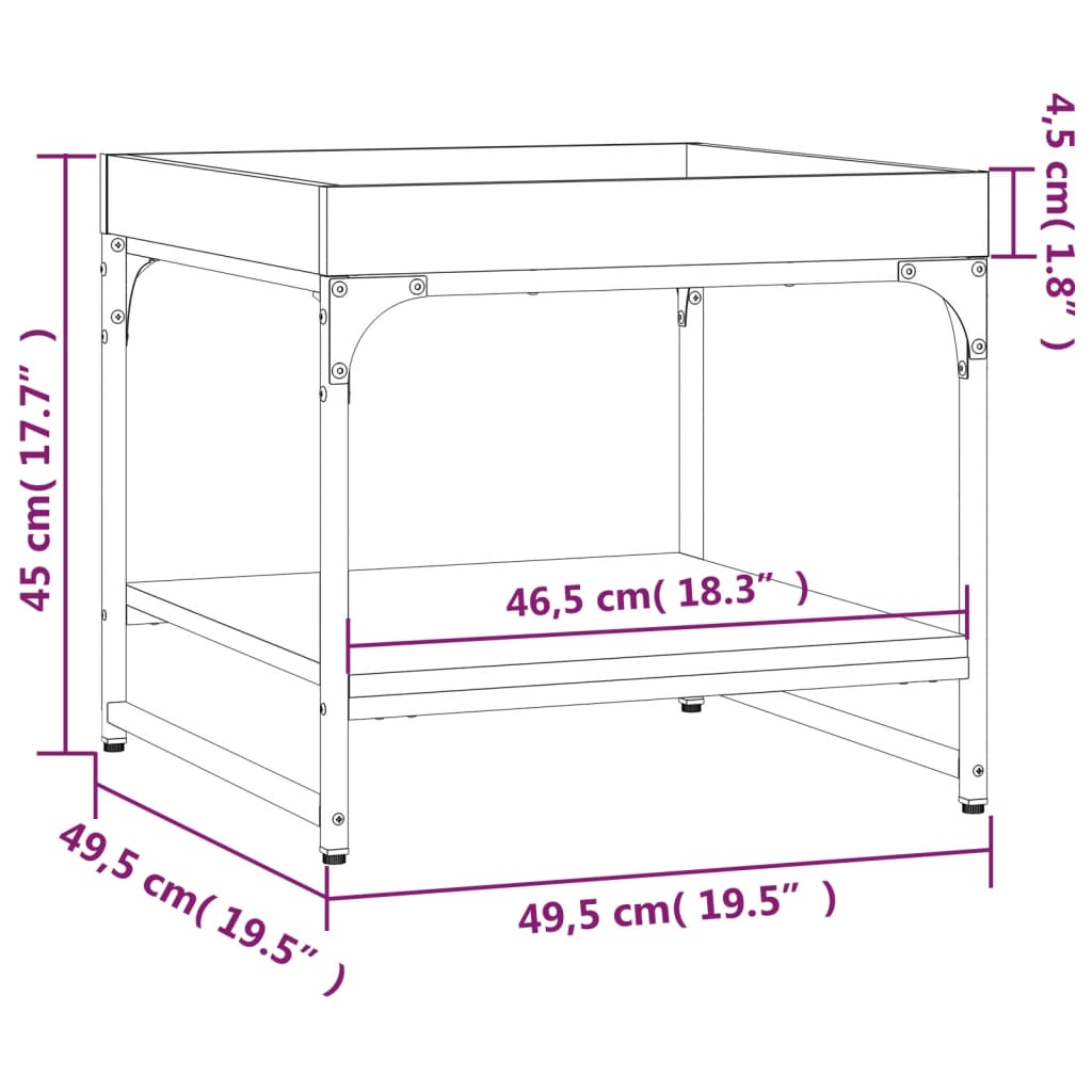 Tavolino Salotto Rovere Fumo 49,5x49,5x45 cm Legno Multistrato - homemem39