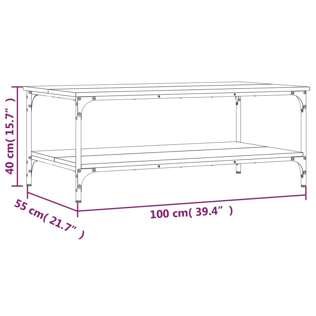 Tavolino da Salotto Rovere Sonoma 100x55x40cm Legno Multistrato - homemem39