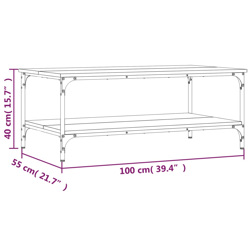 Tavolino da Salotto Rovere Fumo 100x55x40 cm Legno Multistrato - homemem39