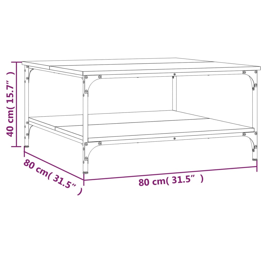 Tavolino da Salotto Rovere Fumo 80x80x40cm in Legno Multistrato - homemem39