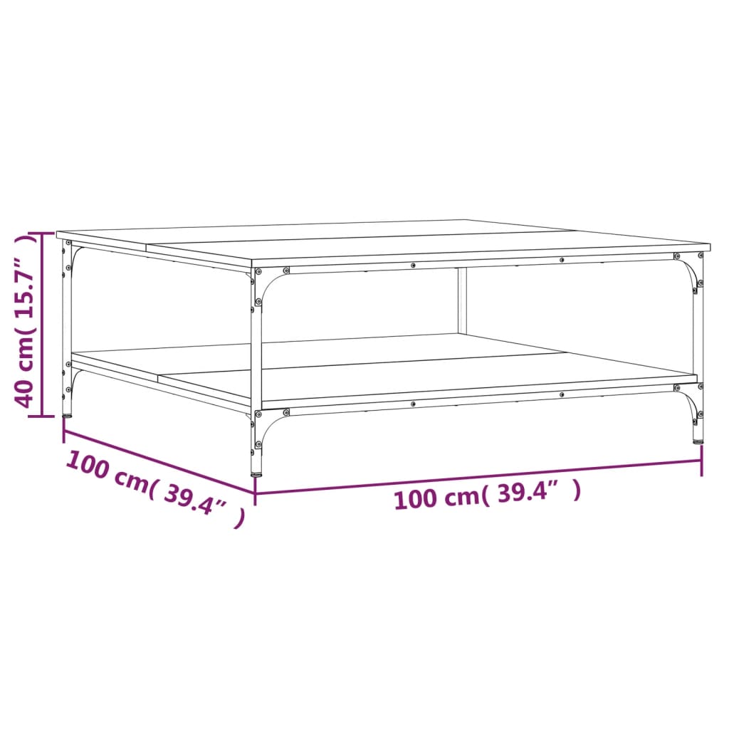 Tavolino da Salotto Nero 100x100x40 cm in Legno Multistrato - homemem39