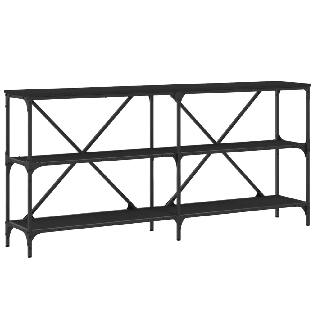 Tavolo Consolle Nero 160x30x75 cm Legno Multistrato e Ferro - homemem39